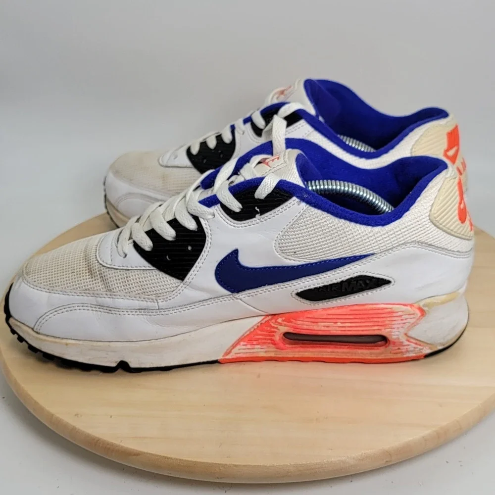Nike Mens Air Max 90 Essential 537384-136 White Running Shoes Sneakers Size 10.5